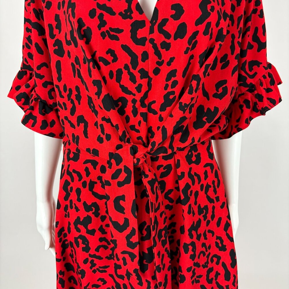 Who What Wear Cheetah Dress Women's Size M Electric Animal Print Flutter Sleeve - Picture 5 of 12